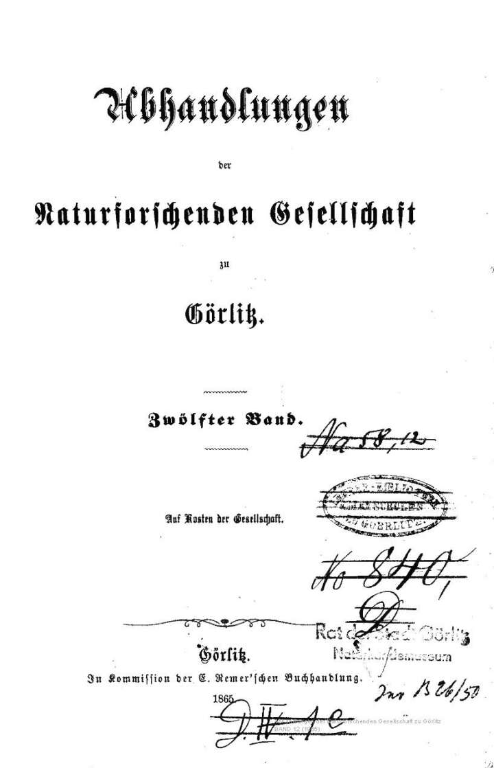 Görlitz Abhandlung Band 12 1865