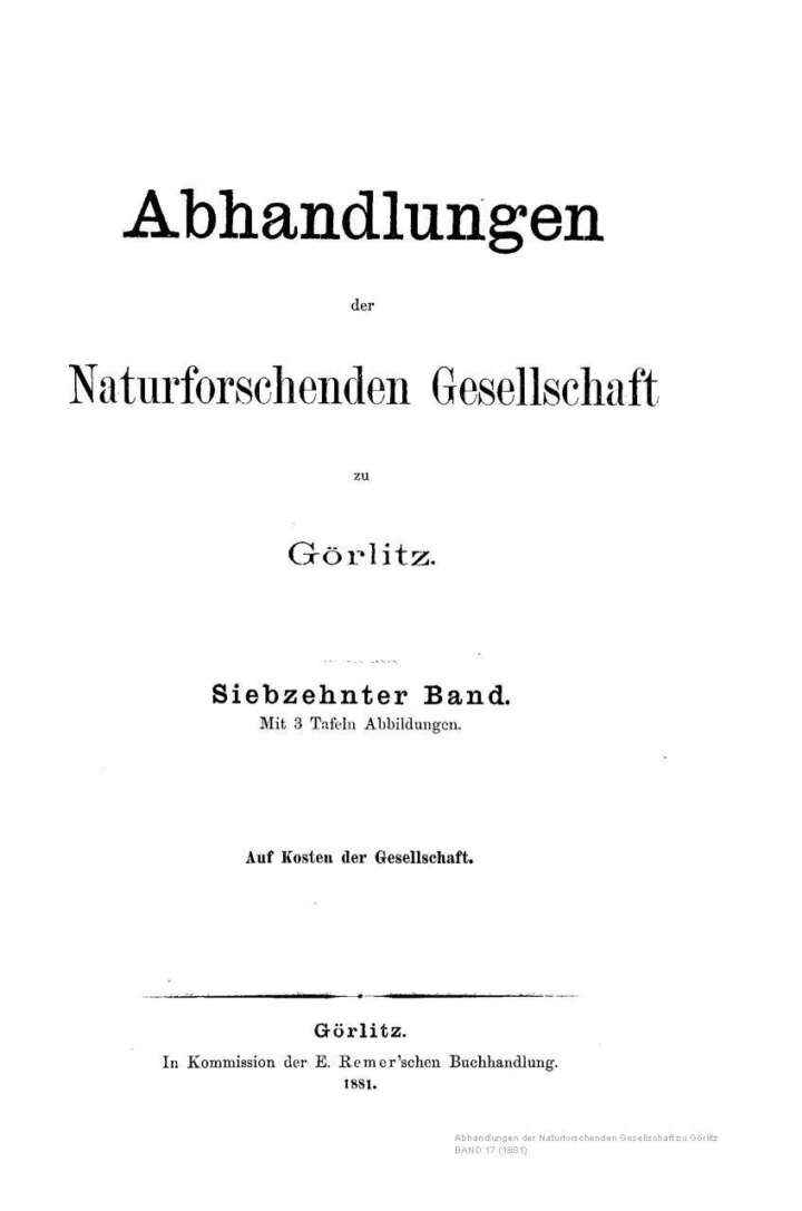 Görlitz Abhandlung Band 17 1881