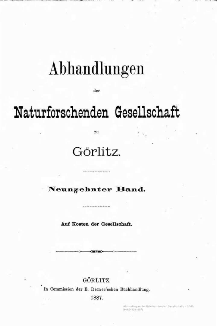 Görlitz Abhandlung Band 19 1887