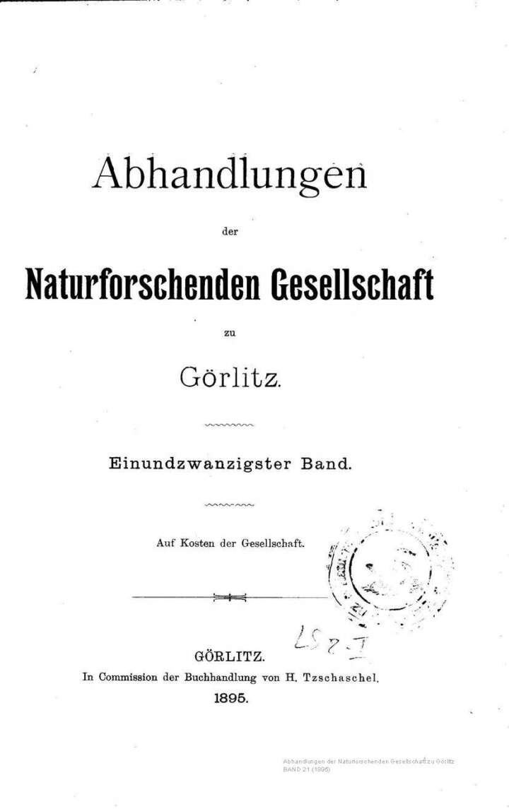 Görlitz Abhandlung Band 21 1895