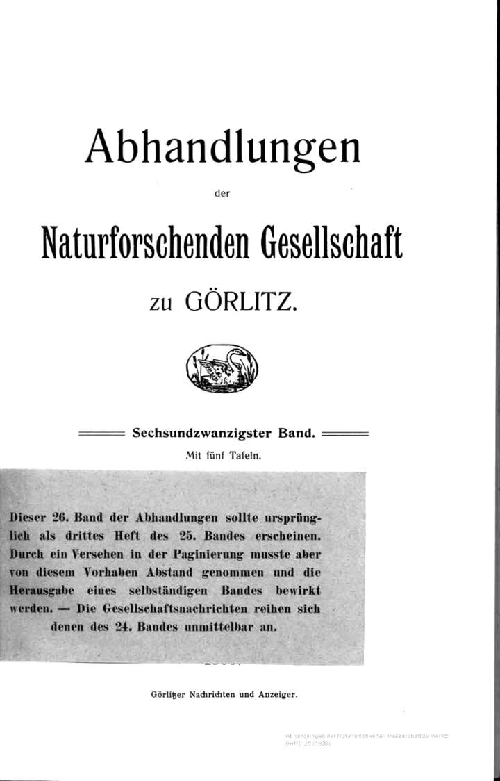 Görlitz Abhandlung Band 26 1909