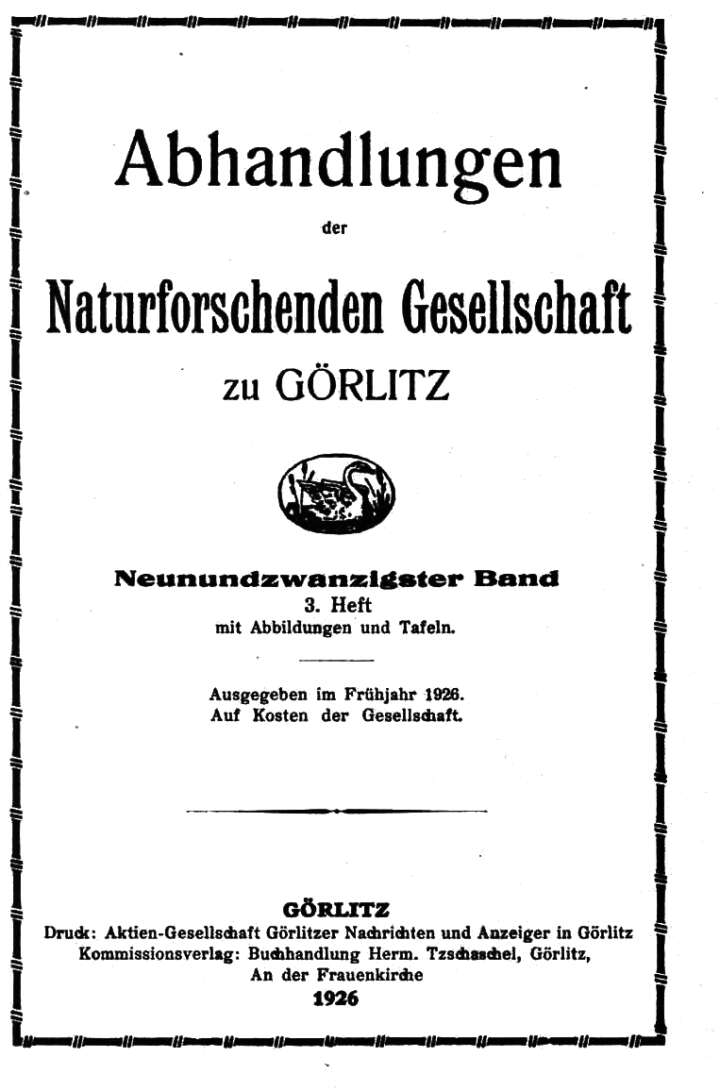 Görlitz Abhandlung Band 29 Heft 3 1926