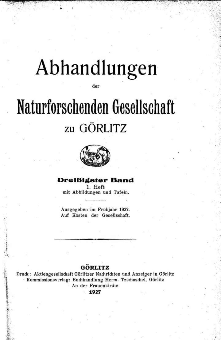 Görlitz Abhandlung Band 30 Heft 1 1927