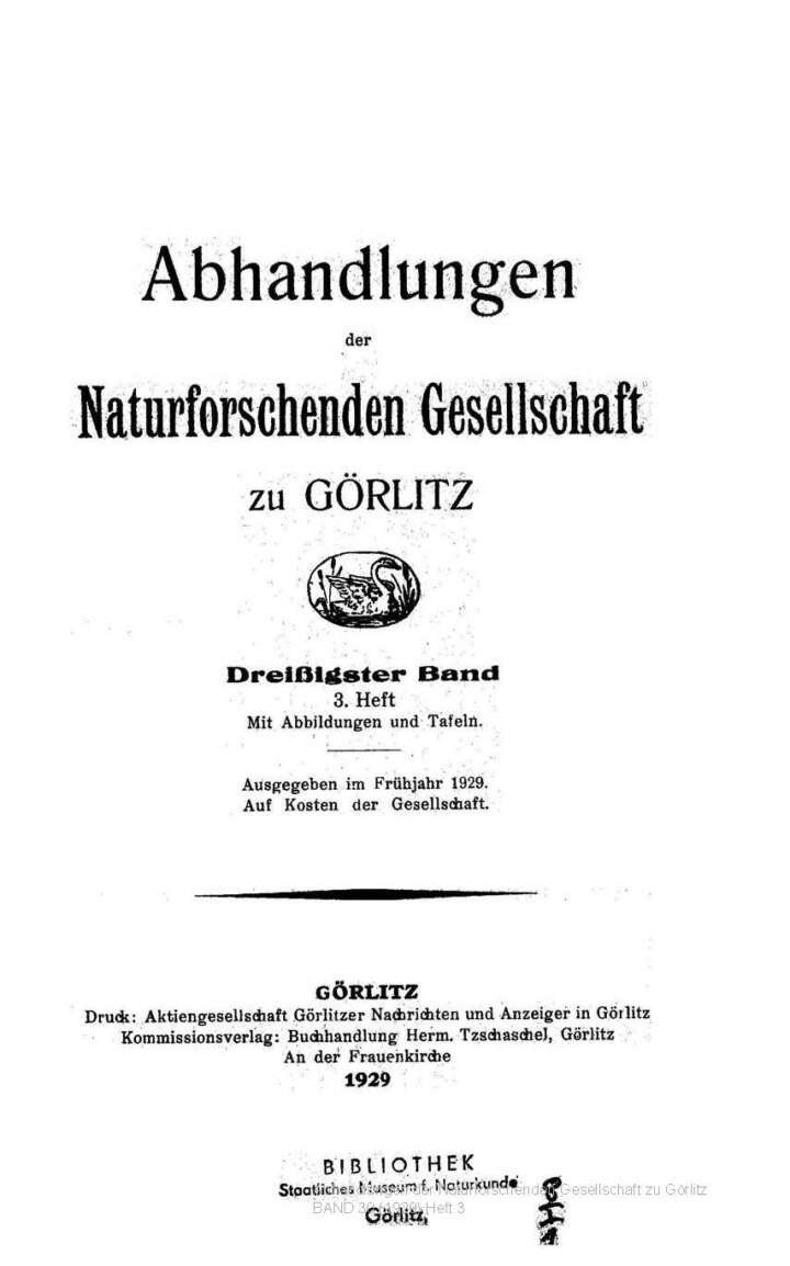 Görlitz Abhandlung Band 30 Heft 3 1929