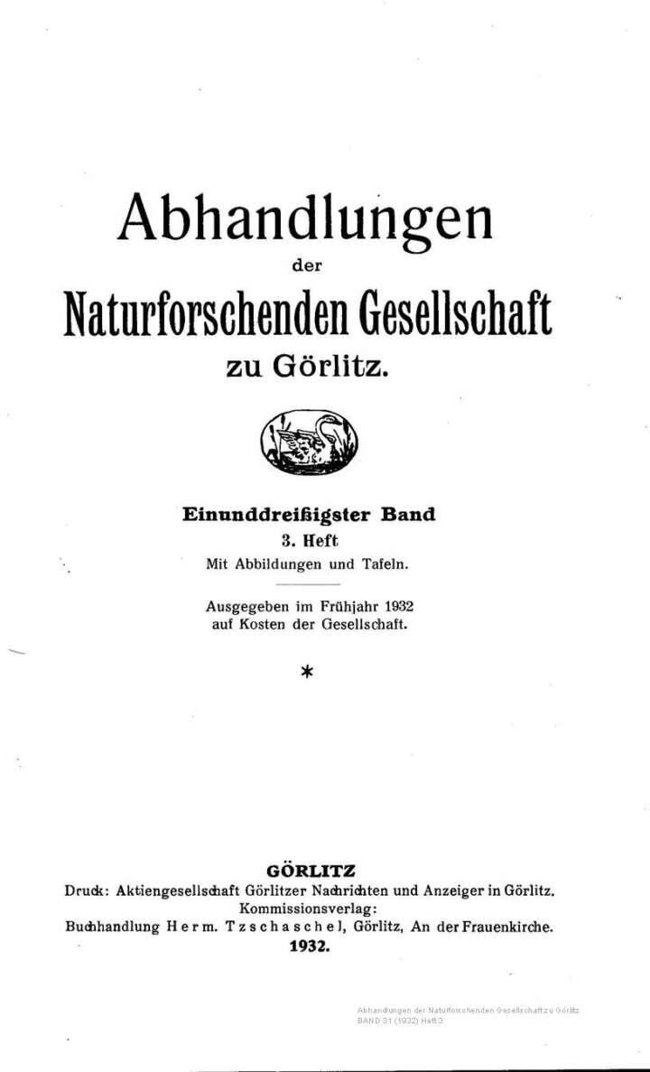 Görlitz Abhandlung Band 31 Heft 3 1932
